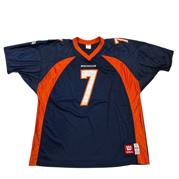 Vtg Denver Broncos John Elway #7 Football Jersey Blue Orange Sz 54 2XL Wilson - Picture 2 of 8